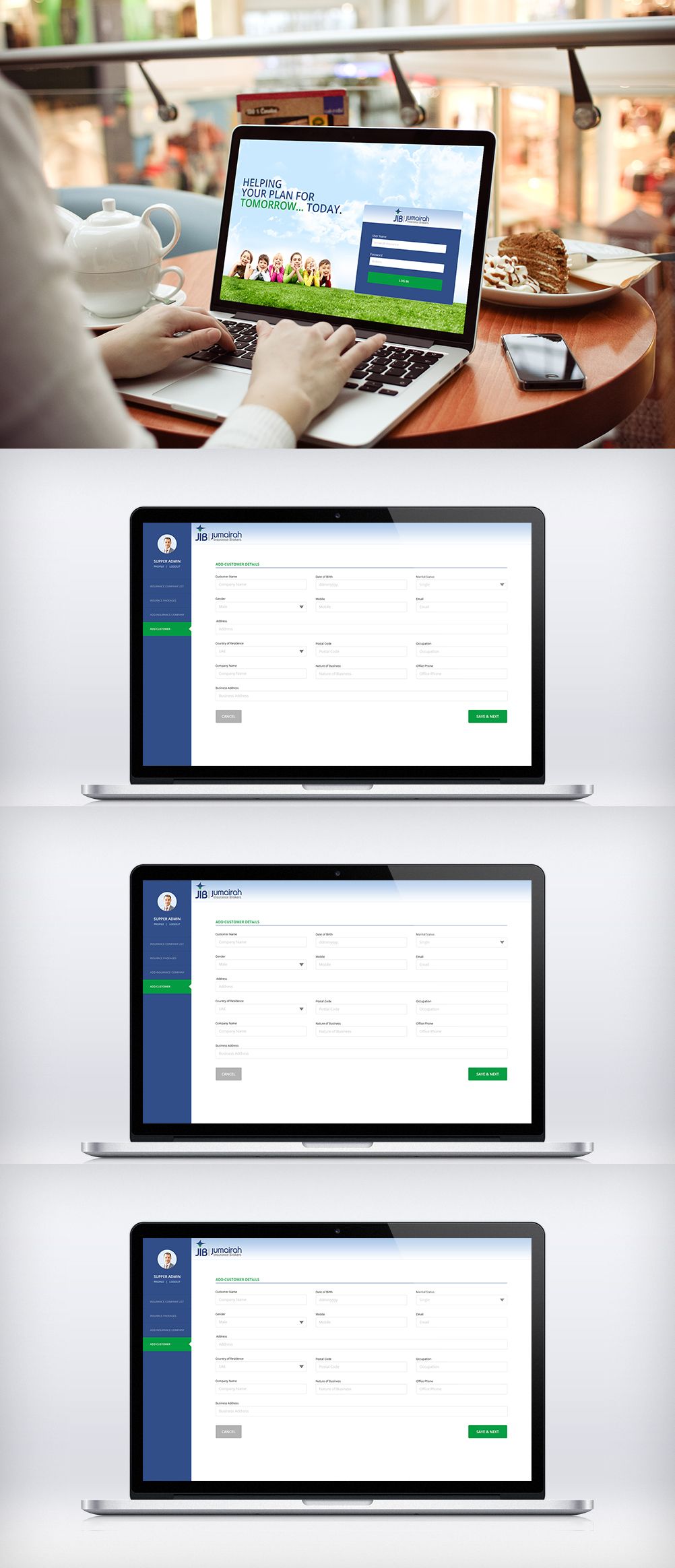 Jumairah Insurance Brokers hero screen
